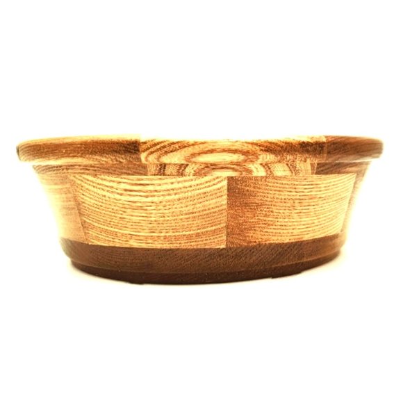 Handcrafted Wooden Bowl Wayne J. McMinn Pennsylvania Oak Marquetry Serving VTG - Picture 3 of 7